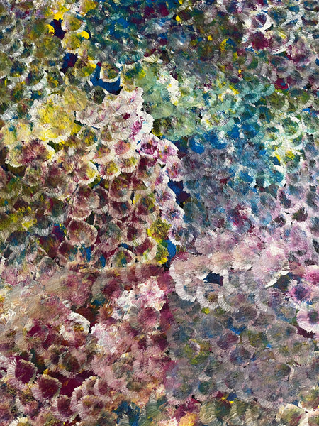#371 Bush Plum Dreaming (Multi) -ARTIST: Bessie Pitjara - Aboriginal Art: 129 x 92cm