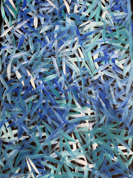 #46 Spinifex Grass (Blues)- LOUISE NUMINA : Aboriginal Art: 96x58cm