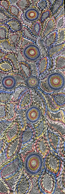 #62 Waterholes & Bush Medicine Leaves (Multi)  - Scott Duggie Aboriginal Art: 196cm x 75cm