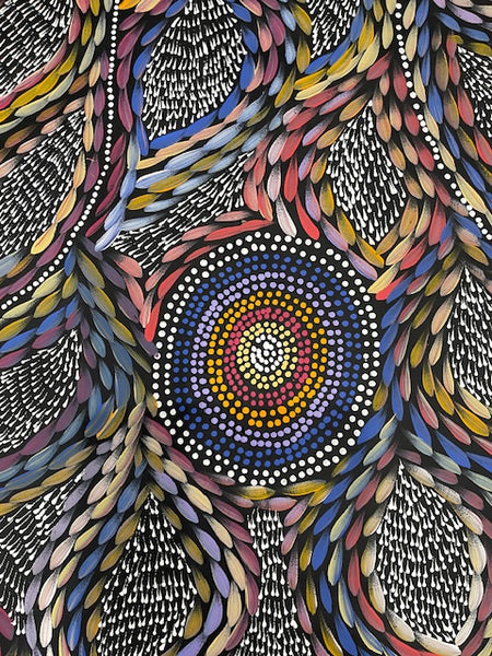 #62 Waterholes & Bush Medicine Leaves (Multi)  - Scott Duggie Aboriginal Art: 196cm x 75cm