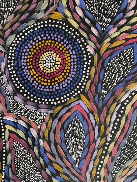 #62 Waterholes & Bush Medicine Leaves (Multi)  - Scott Duggie Aboriginal Art: 196cm x 75cm