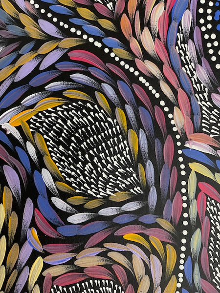 #62 Waterholes & Bush Medicine Leaves (Multi)  - Scott Duggie Aboriginal Art: 196cm x 75cm