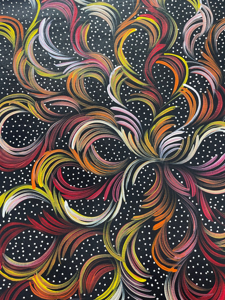 #199 Bush Medicine Leaves (Sunset) - SELINA NUMINA : Aboriginal Art: 66x87cm