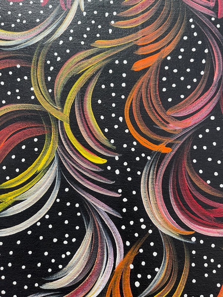 #199 Bush Medicine Leaves (Sunset) - SELINA NUMINA : Aboriginal Art: 66x87cm