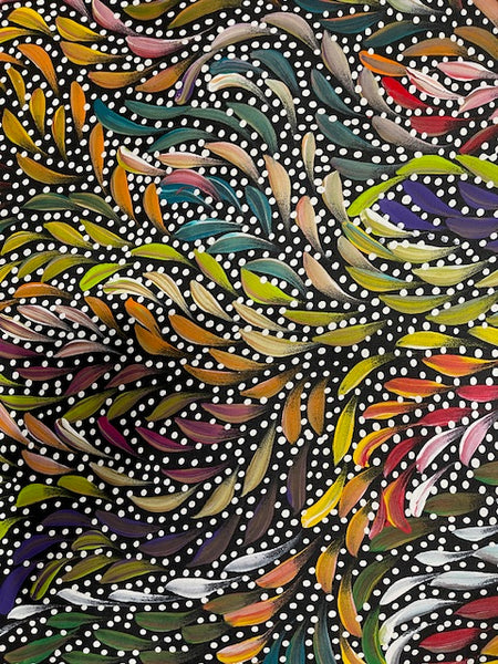#32 Bush Medicine Leaves & Seeds (Multi) - CAROLINE NUMINA : Aboriginal Art: 95cm x 128cm