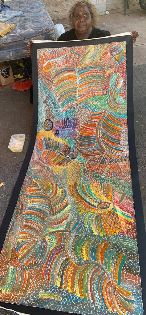 #316 Yam Seed Dreaming Artist: JEDDA PURVIS KNGWARREYE:  200cm x 73cm