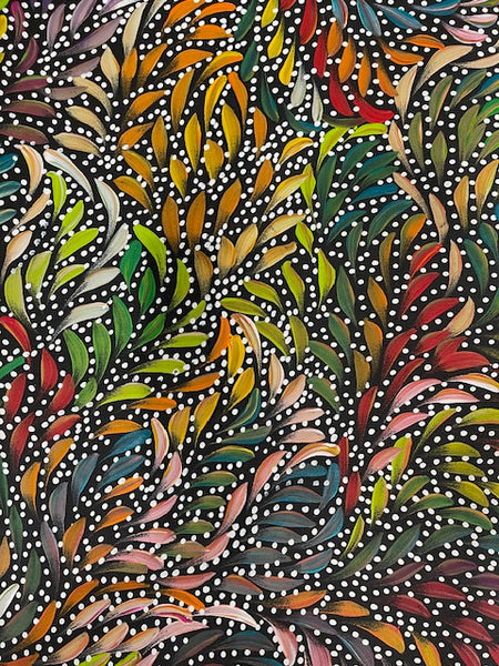 #32 Bush Medicine Leaves & Seeds (Multi) - CAROLINE NUMINA : Aboriginal Art: 95cm x 128cm