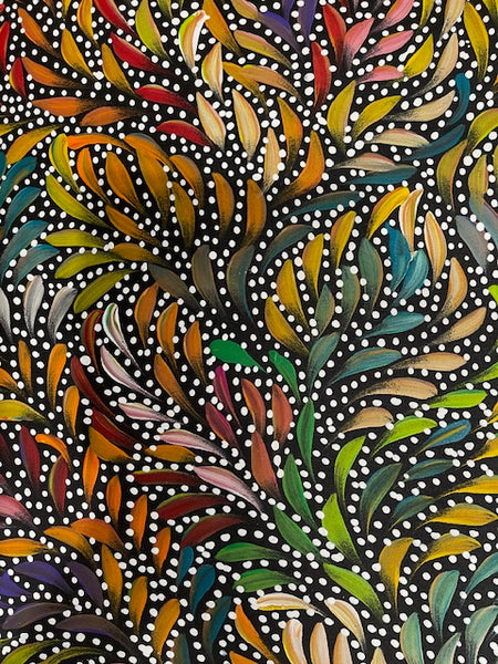 #32 Bush Medicine Leaves & Seeds (Multi) - CAROLINE NUMINA : Aboriginal Art: 95cm x 128cm