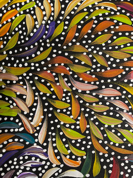 #32 Bush Medicine Leaves & Seeds (Multi) - CAROLINE NUMINA : Aboriginal Art: 95cm x 128cm