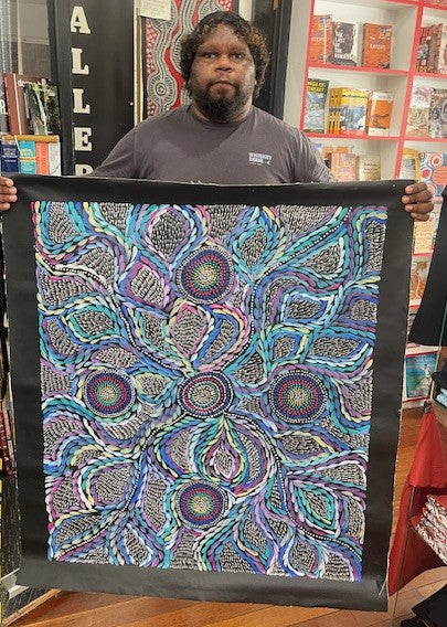 #21 Waterholes & Bush Medicine Leaves (Multi)  - Scott Duggie Aboriginal Art:  90cm x 104cm