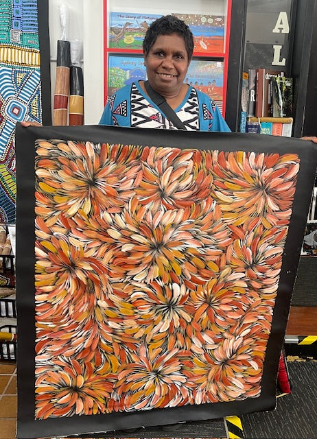 #249 Bush Medicine Leaves (Earth) - SELINA NUMINA : Aboriginal Art 106cm x 93cm