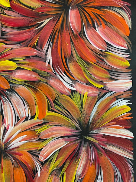 #206 Bush Medicine Leaves (Sunset) - SELINA NUMINA : Aboriginal Art 95cm x 83cm