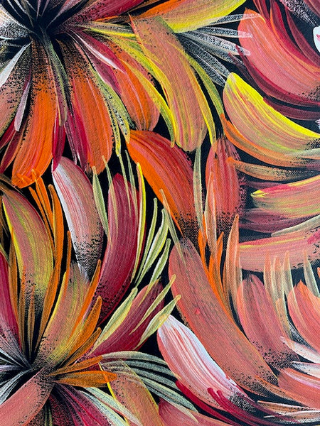 #206 Bush Medicine Leaves (Sunset) - SELINA NUMINA : Aboriginal Art 95cm x 83cm