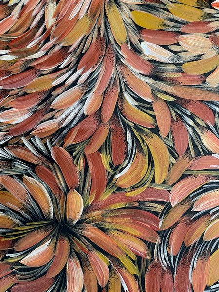 #249 Bush Medicine Leaves (Earth) - SELINA NUMINA : Aboriginal Art 106cm x 93cm