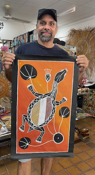 #55 Turtle Dreaming - JIMI SPRATT YUKARN: Aboriginal Art 74cm x 44cm