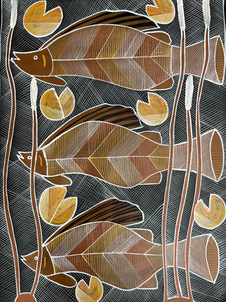 #238 Barramundi Path - EDDIE BLITNER : Aboriginal Art : 95x69cm
