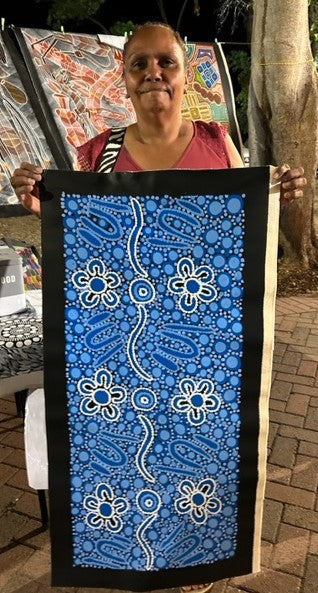 #1 Women's Ceremony (Blues) - TREPHINA SULTAN THANGUWA :  90cm x 42cm