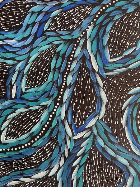 #12 Waterholes & Bush Medicine Leaves (Blues)  - Scott Duggie Aboriginal Art:  70cm x 95cm