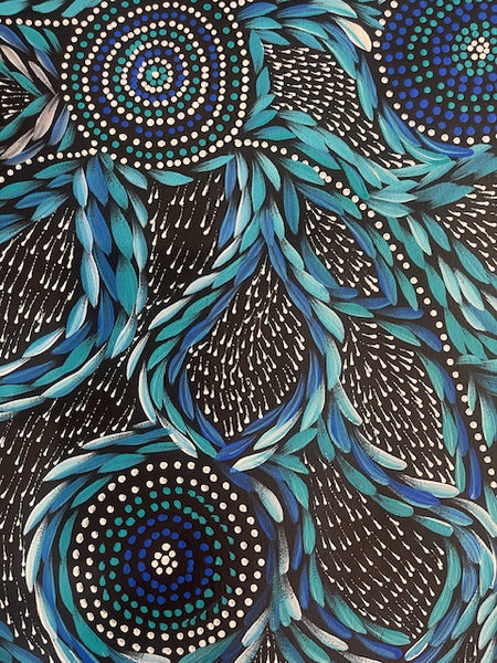 #12 Waterholes & Bush Medicine Leaves (Blues)  - Scott Duggie Aboriginal Art:  70cm x 95cm