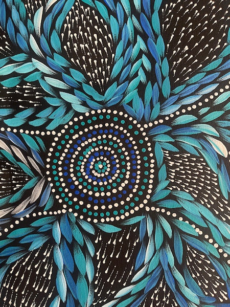 #12 Waterholes & Bush Medicine Leaves (Blues)  - Scott Duggie Aboriginal Art:  70cm x 95cm
