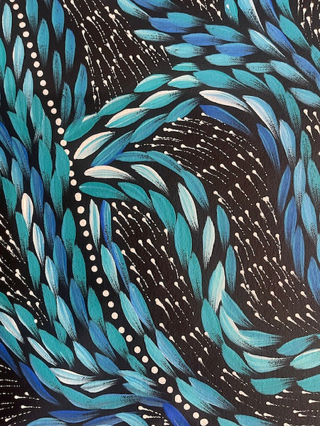 #12 Waterholes & Bush Medicine Leaves (Blues)  - Scott Duggie Aboriginal Art:  70cm x 95cm