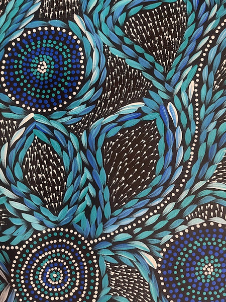 #12 Waterholes & Bush Medicine Leaves (Blues)  - Scott Duggie Aboriginal Art:  70cm x 95cm