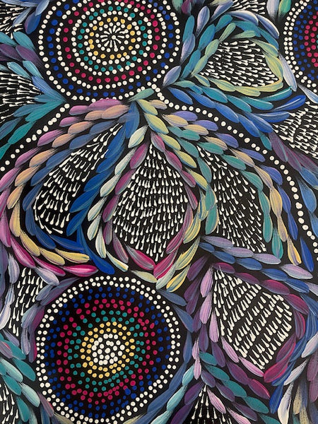 #21 Waterholes & Bush Medicine Leaves (Multi)  - Scott Duggie Aboriginal Art:  90cm x 104cm