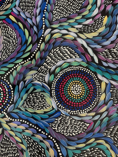 #21 Waterholes & Bush Medicine Leaves (Multi)  - Scott Duggie Aboriginal Art:  90cm x 104cm