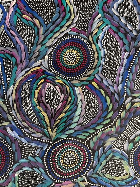 #21 Waterholes & Bush Medicine Leaves (Multi)  - Scott Duggie Aboriginal Art:  90cm x 104cm