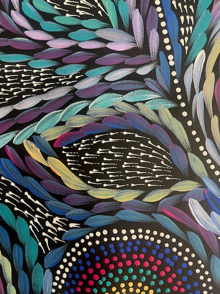 #21 Waterholes & Bush Medicine Leaves (Multi)  - Scott Duggie Aboriginal Art:  90cm x 104cm