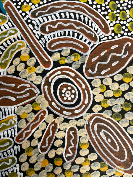 #213 Woman's Ceremony - JESSIE BIRD NGALE  : Aboriginal Art: 39cm x 53cm