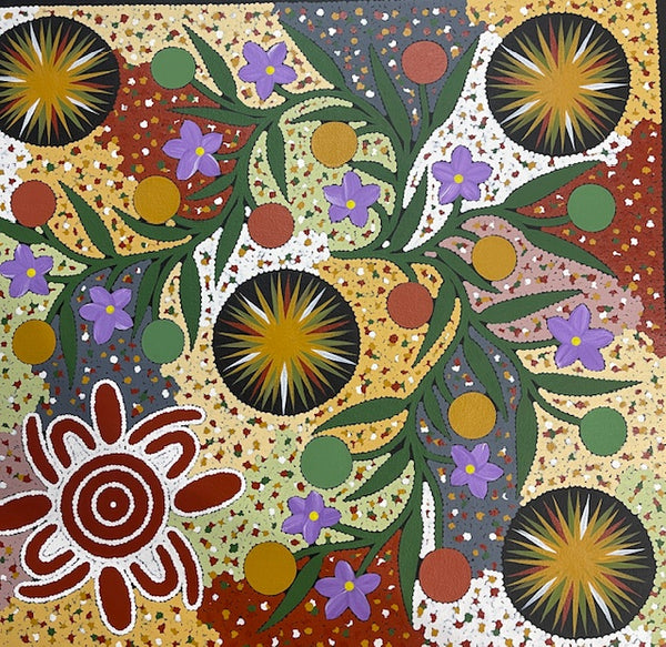 #176 Bush Tucker Dreaming - JONATHAN HOCKLEY - Aboriginal Art: 59cm x 54cm