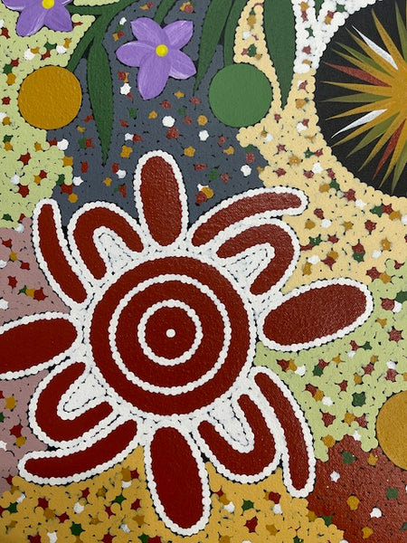 #176 Bush Tucker Dreaming - JONATHAN HOCKLEY - Aboriginal Art: 59cm x 54cm