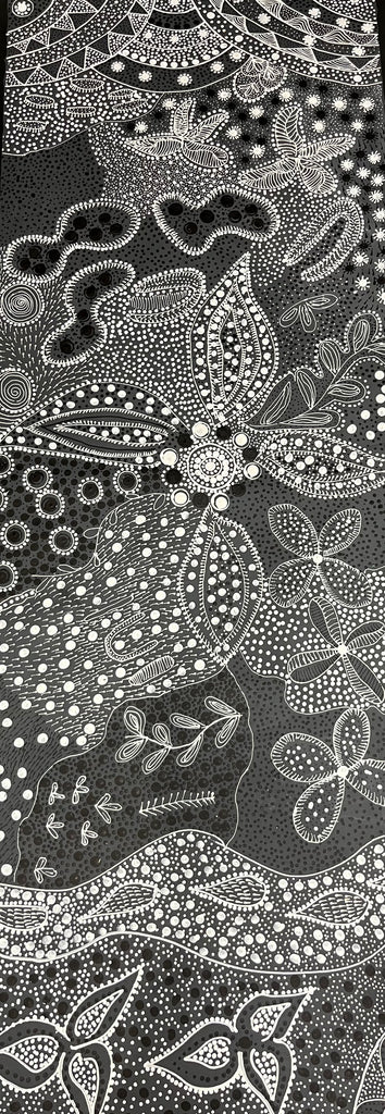 #89 Women's Ceremony (Charcoal) Artist: TANYA BIRD MPETYANE Aboriginal Art: 72cm x 200cm