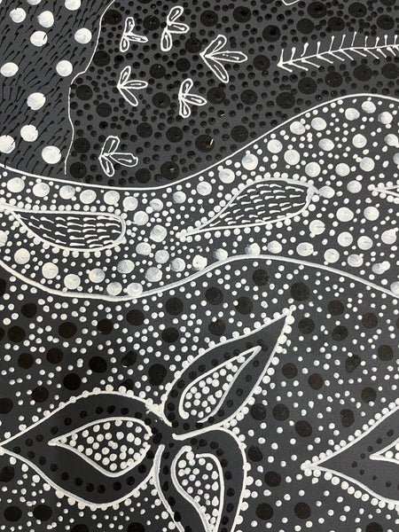 #89 Women's Ceremony (Charcoal) Artist: TANYA BIRD MPETYANE Aboriginal Art: 72cm x 200cm