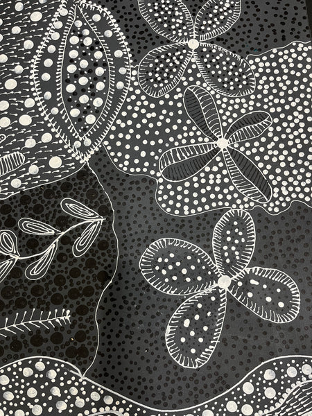 #89 Women's Ceremony (Charcoal) Artist: TANYA BIRD MPETYANE Aboriginal Art: 72cm x 200cm