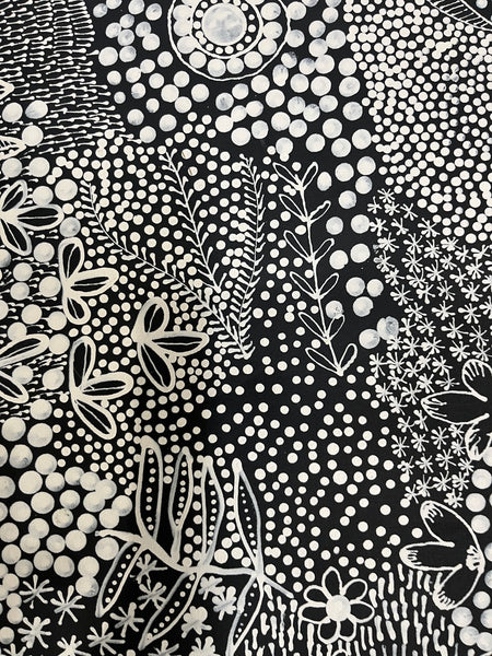 #336 Women's Ceremony (Charcoal) Artist: TANYA BIRD MPETYANE Aboriginal Art: 70cm x 140cm