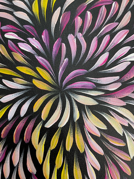 #356 Bush Medicine Leaves (Pink) - CAROLINE NUMINA : Aboriginal Art: 54cm x 55cm
