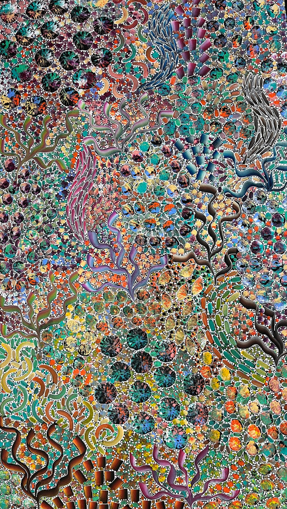 #281 Bush Yam Dreaming (Multi)- RACHAEL NAMBULA: Aboriginal Art: 155cm x 90cm