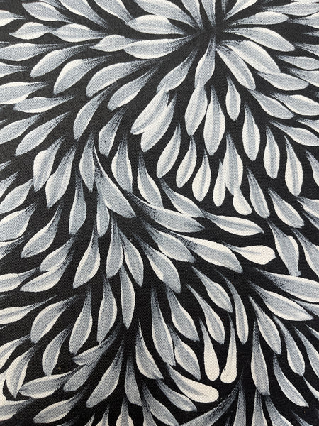 #166 Bush Medicine Leaves (White) - CAROLINE NUMINA : Aboriginal Art: 95x130cm