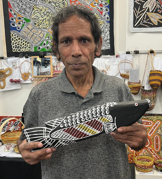#392 Barramundi Carvings - KENNY REID: Aboriginal Art: 41x10x5cm