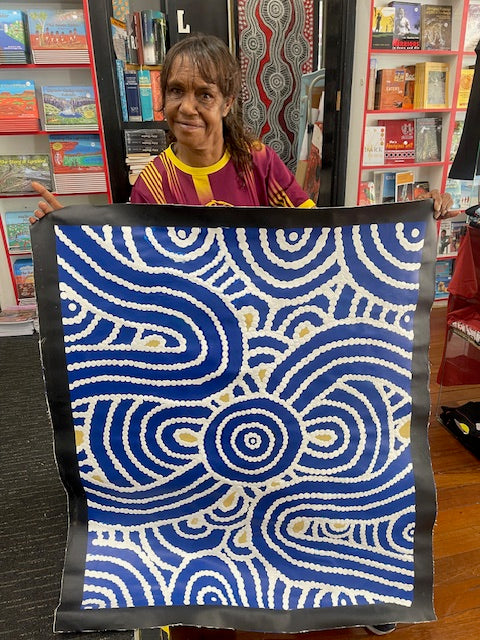 #384 Women's Body Design (Deep Blue) - ROSEMARY NAMPITJINPA JAMES 91x77cm