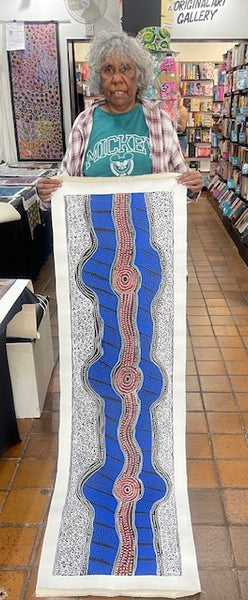 #288 Brown Dingo Tracks - LANITA NUMINA : Aboriginal Art: 41 x 149 cm