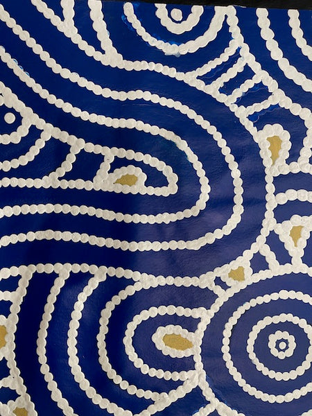 #384 Women's Body Design (Deep Blue) - ROSEMARY NAMPITJINPA JAMES 91x77cm
