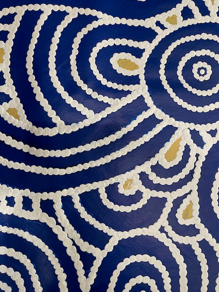 #384 Women's Body Design (Deep Blue) - ROSEMARY NAMPITJINPA JAMES 91x77cm