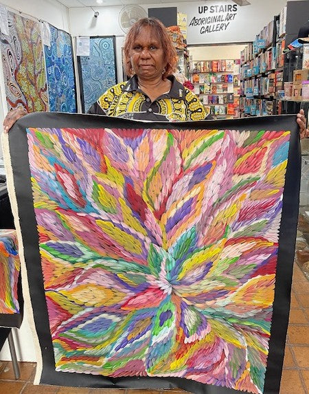 #63 Bush Medicine Leaves (Multi) - CAROLINE NUMINA : Aboriginal Art: 94x112cm