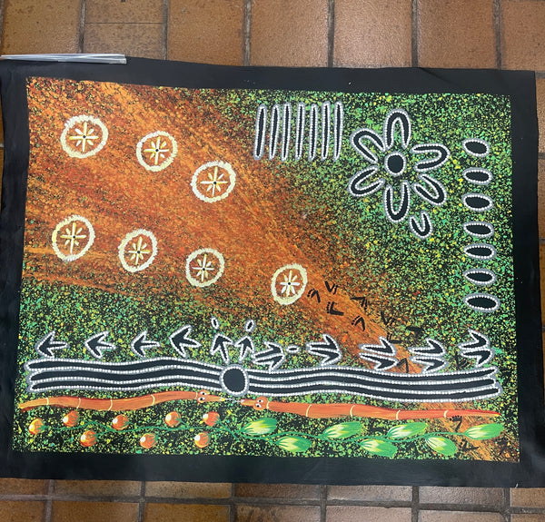 #231 Seven Sisters (Green/Earth) - REGGIE SULTAN: Kaytja - Central Desert: 91x69cm