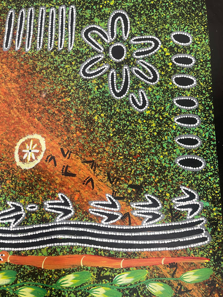 #231 Seven Sisters (Green/Earth) - REGGIE SULTAN: Kaytja - Central Desert: 91x69cm