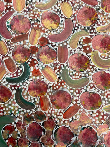 #117 Bush Yam Dreaming (Pastels) - RACHAEL NAMBULA: Aboriginal Art 70cm x 92cm