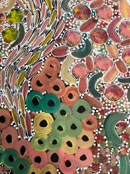 #117 Bush Yam Dreaming (Pastels) - RACHAEL NAMBULA: Aboriginal Art 70cm x 92cm